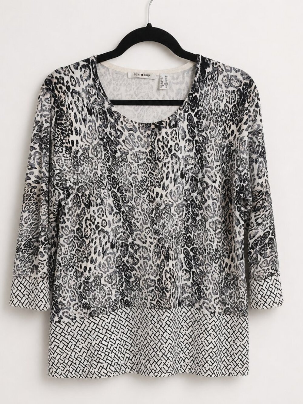 Punt Roma Animal Print Rhinestone Top XL